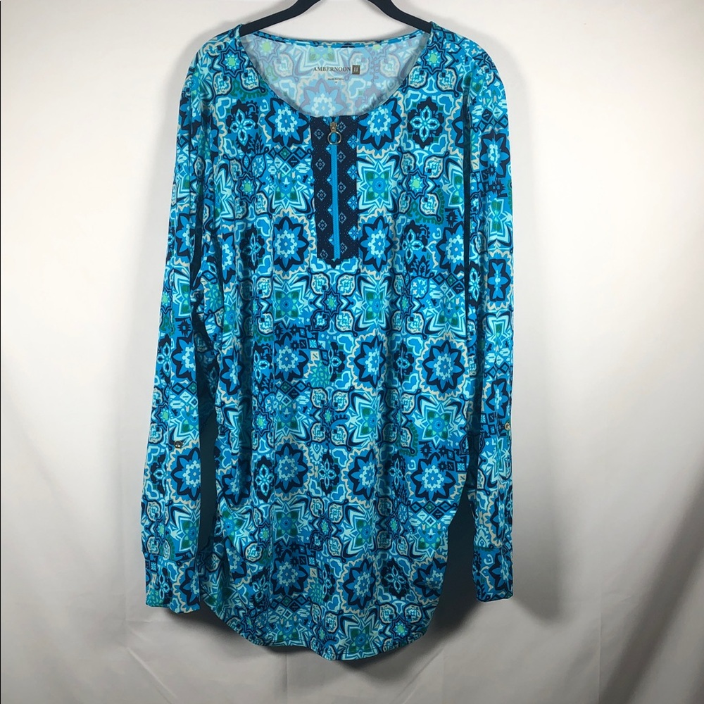 AmberNoon II by Dr. Erum Ilyas UPF 50 Half-Zip Printed Rash‎ Guard Top